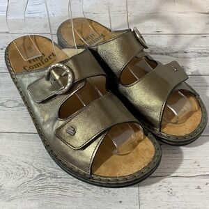 Finn Comfort Sandals Womens 41 D Bronze Metallic Sansibar Strappy Buckle Logo